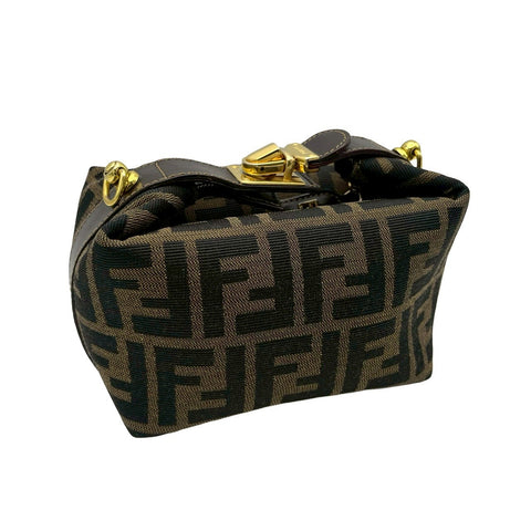 [Pre-owned] FENDI Vanity Bag Zucca Pattern Pouch Handbag Brown Canvas Used Bag