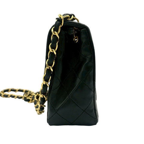【中古】 CHANEL シャネル VINTAGE MINI MATELASSE ヴィンテージミニマトラッセ ショルダーバッグ 1番台(1990年) ブラック ラムスキン ヴィンテージ 中古 USED バッグ