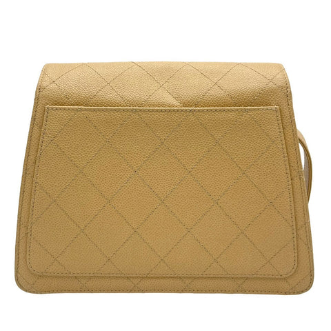 【中古】 CHANEL シャネル MATELASSE HANDBAG マトラッセハンドバッグ ショルダーバッグ 5番台(1999-2000年) ベージュ系 キャビアスキン ヴィンテージ 中古 USED バッグ
