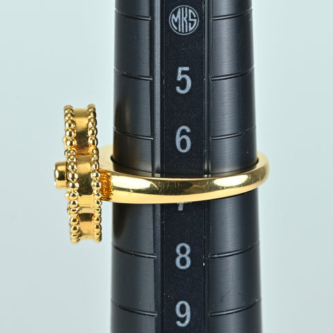 【Usado】Van Cleef & Arpels K18YG VINTAGE ALHAMBRA Anillo de ónix y diamantes #47 con caja y tarjeta, 5.3g