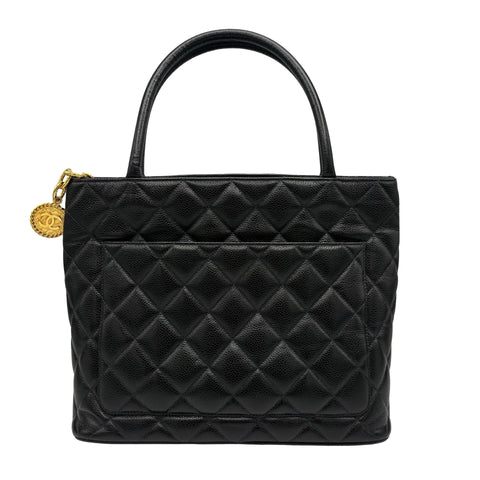 [Pre-owned] CHANEL Medallion Tote Bag Black Caviar Skin Used Bag