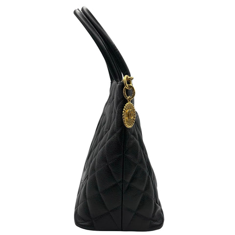 [Pre-owned] CHANEL Medallion Tote Bag Black Caviar Skin Used Bag