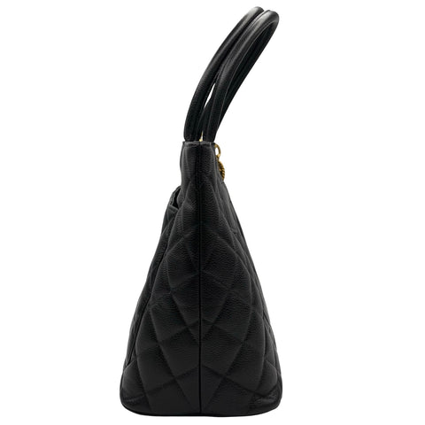 [Pre-owned] CHANEL Medallion Tote Bag Black Caviar Skin Used Bag