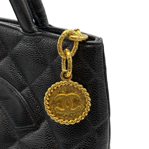 [Pre-owned] CHANEL Medallion Tote Bag Black Caviar Skin Used Bag