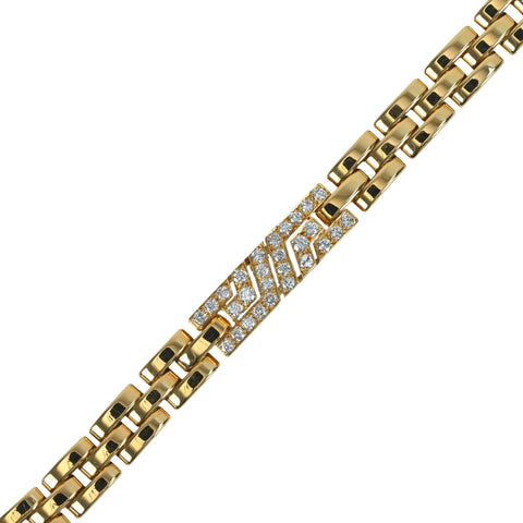 [Pre-owned] CARTIER K18YG Diamond Maillon Panthère Bracelet, 3-row, 37.7g