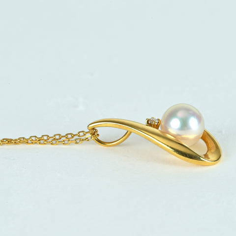 【Usado】MIKIMOTO Mikimoto K18YG Akoya Pearl Collar de perlas Akoya P6.8mm 39.5cm 3.1g