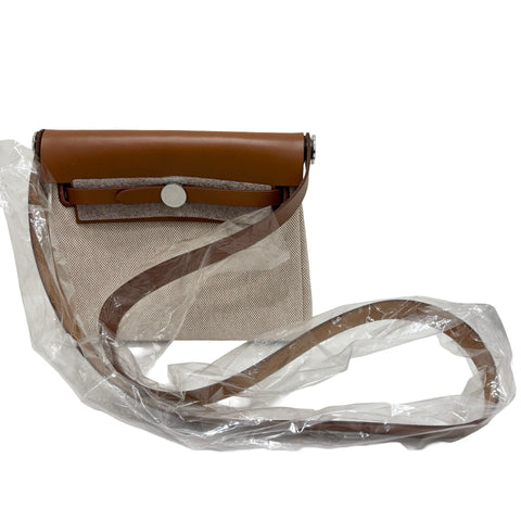 【Brand New】 Hermes HERBAG ZIP 20 Mini Shoulder Bag, W Stamp (2024), Gold, Canvas x Leather, Brand New, Handbag