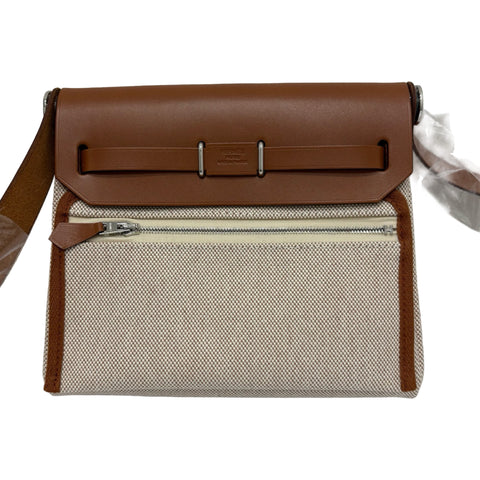 【Brand New】 Hermes HERBAG ZIP 20 Mini Shoulder Bag, W Stamp (2024), Gold, Canvas x Leather, Brand New, Handbag