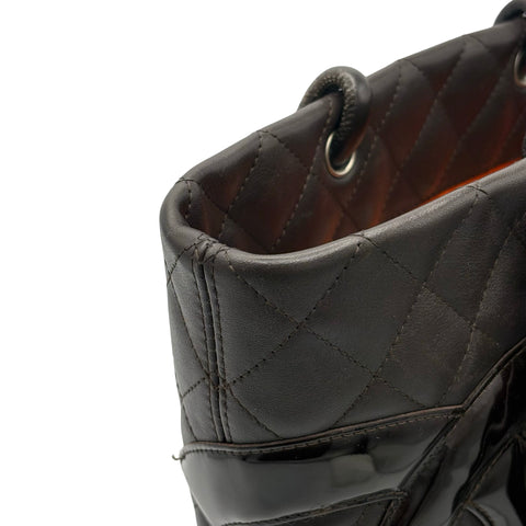 【中古】 CHANEL シャネル CAMBON カンボン トートバッグ 9番台(2004‐2005年) ブラウン レザー 中古 USED バッグ SALE セール