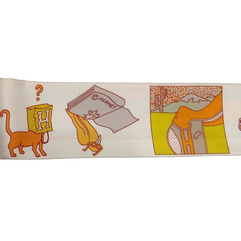 [Nuevo sin usar] Hermes Twilly <¡Saca tus lápices de colores!/Carré Libre> Accesorios Mandarín/Vert Amande/Amarillo 100% Seda Nuevo 100% SEDA