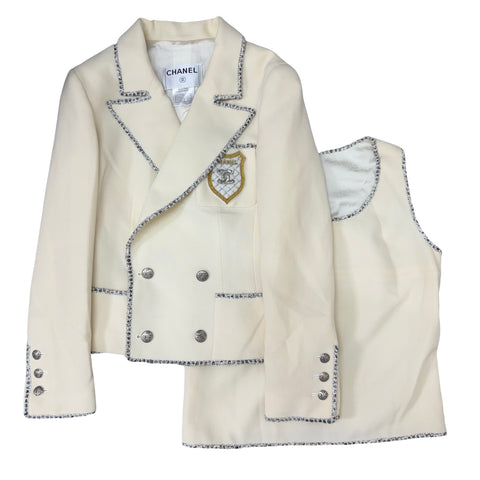 【Excellent Condition】 CHANEL Emblem Jacket with Top, Size 38, USED, 2005, CLOTHES
