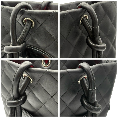 [Pre-owned] CHANEL Cambon Line Tote Bag, 10-Series (2005-2006), Black Lambskin, Used Bag