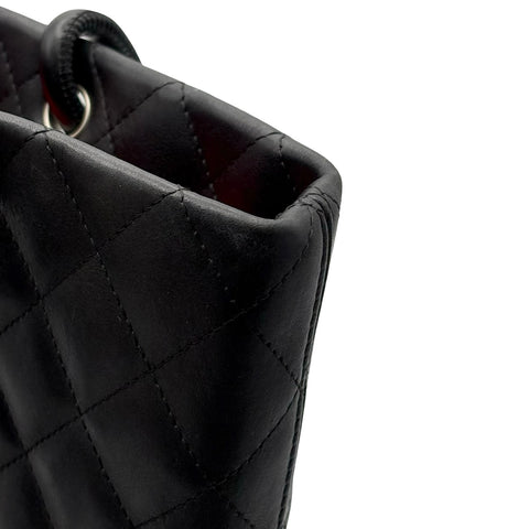 [Pre-owned] CHANEL Cambon Line Tote Bag, 10-Series (2005-2006), Black Lambskin, Used Bag