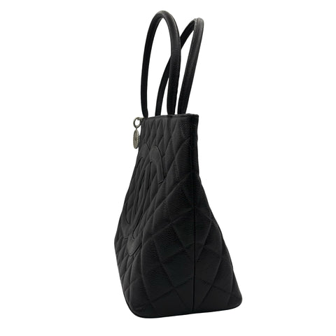 【中古】 CHANEL シャネル 復刻TOTEBAG 復刻トート トートバッグ 6番台(2000‐2001年) ブラック キャビアスキン ヴィンテージ 中古 USED バッグ