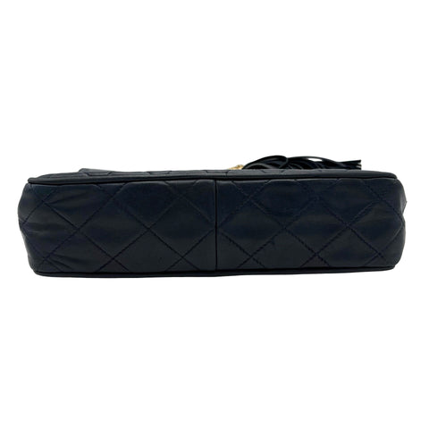 【中古】 CHANEL シャネル COCOMARK SHOULDER BAG フリンジタッセルチャームショルダーバッグ  1番台(2013年） ネイビー ラムスキン 中古 USED バッグ