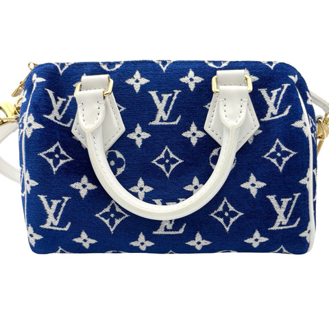 【中古】 LOUIS VUITTON ルイ・ヴィトン SPEEDY BANDOULIERE(M20751) スピーディバンドリエール20 ショルダーバッグ ICチップ(2021年～) ブルー ジャガードベルベット USED バッグ