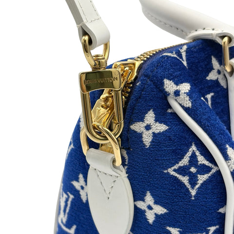 [Pre-owned] LOUIS VUITTON Speedy Bandoulière 20 (M20751) Shoulder Bag, Blue Jacquard Velvet, with IC Chip (2021 onwards), USED Bag