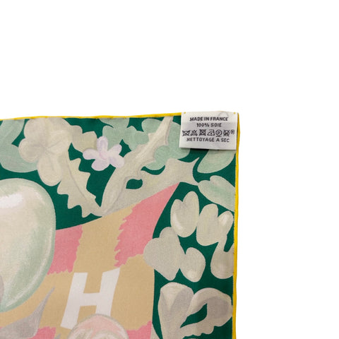 [Brand New] Hermes Carre 90 "Carré en Boucle" Spring/Summer 2025 Collection Scarf Accessory Green / Yellow / Mauve 100% Silk Brand New SILK 100%