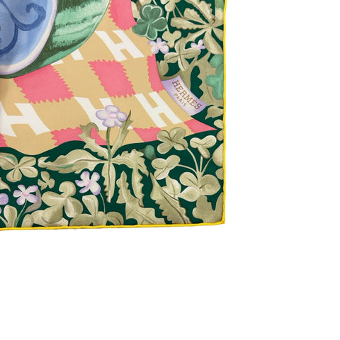 [Brand New] Hermes Carre 90 "Carré en Boucle" Spring/Summer 2025 Collection Scarf Accessory Green / Yellow / Mauve 100% Silk Brand New SILK 100%