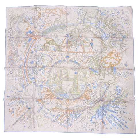 [Brand New] Hermes Carre 90 "Please Hold the Line" 2025 Spring/Summer Collection Scarf Accessory Rose Perle / Bleu Ciel / Orange 100% Silk Brand New SILK 100%