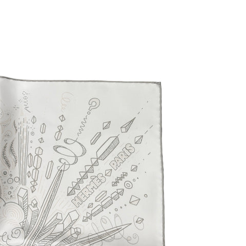 [Brand New] Hermes Carre 90 "Please Hold the Line" 2025 Spring/Summer Collection Scarf Accessory White / Rose Nacre / Vert-de-Gris 100% Silk Brand New SILK 100%