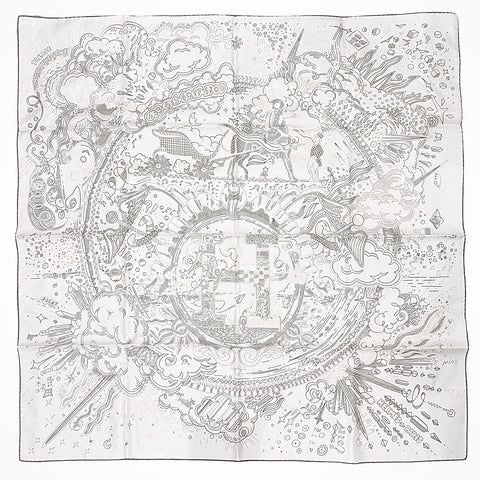 [Brand New] Hermes Carre 90 "Please Hold the Line" 2025 Spring/Summer Collection Scarf Accessory White / Rose Nacre / Vert-de-Gris 100% Silk Brand New SILK 100%