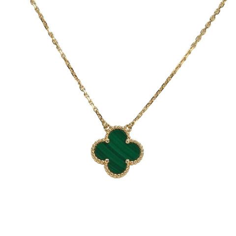 [Pre-owned] Van Cleef & Arpels K18YG Vintage Alhambra Malachite Pendant Necklace 5.5g