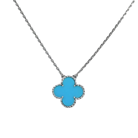 [Pre-owned] Van Cleef & Arpels K18WG Vintage Alhambra Turquoise Necklace 5.8g