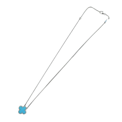 [Pre-owned] Van Cleef & Arpels K18WG Vintage Alhambra Turquoise Necklace 5.8g