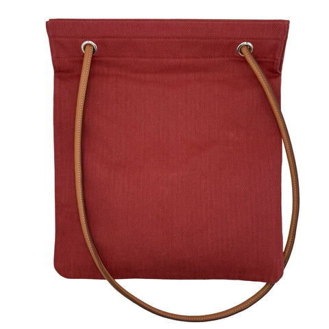 [Pre-owned] Hermes SAC ALINE Shoulder Bag, Stamp W (2024), Red/Gold, Toile Chevron/Swift, Used Bag