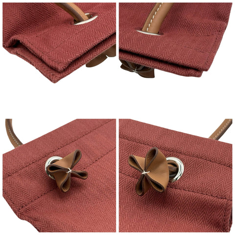 [Pre-owned] Hermes SAC ALINE Shoulder Bag, Stamp W (2024), Red/Gold, Toile Chevron/Swift, Used Bag