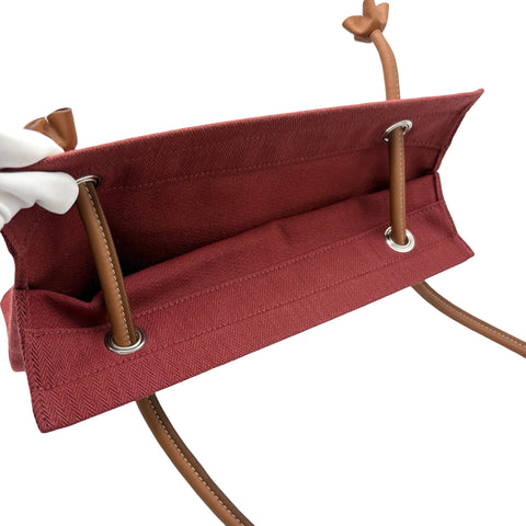 [Pre-owned] Hermes SAC ALINE Shoulder Bag, Stamp W (2024), Red/Gold, Toile Chevron/Swift, Used Bag
