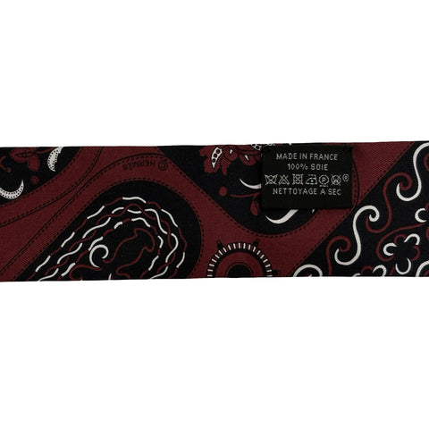 【Brand New】 Hermes Twilly "Festival des Amazones Bandana" Accessory Burgundy / White / Black 100% Silk Brand New