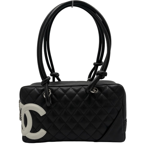 【中古】 CHANEL シャネル CAMBON LIGNE BOWLING カンボンラインボーリングバッグ ハンドバッグ 10番台(2005~2006年) ブラック カーフスキン 中古 USED バッグ