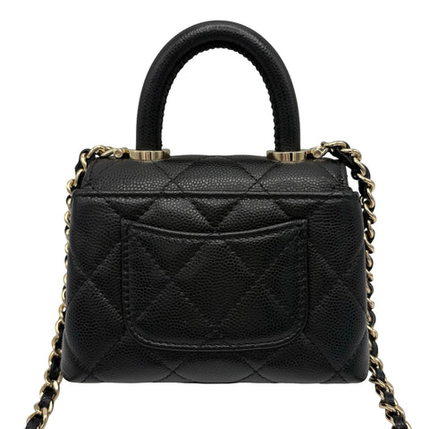 【中古】 CHANEL シャネル SUPER MINI COCOHANDLE ミニミニココハンドル ショルダーバッグ ハンドバッグ ランダム番(2021年～) ブラック キャビアスキン 中古 USED バッグ