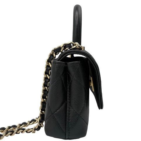 【中古】 CHANEL シャネル SUPER MINI COCOHANDLE ミニミニココハンドル ショルダーバッグ ハンドバッグ ランダム番(2021年～) ブラック キャビアスキン 中古 USED バッグ
