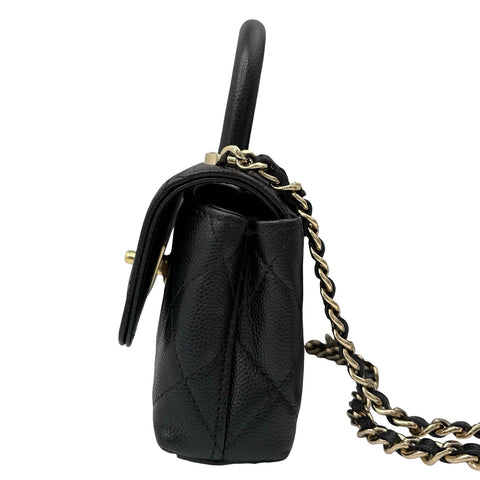 【中古】 CHANEL シャネル SUPER MINI COCOHANDLE ミニミニココハンドル ショルダーバッグ ハンドバッグ ランダム番(2021年～) ブラック キャビアスキン 中古 USED バッグ