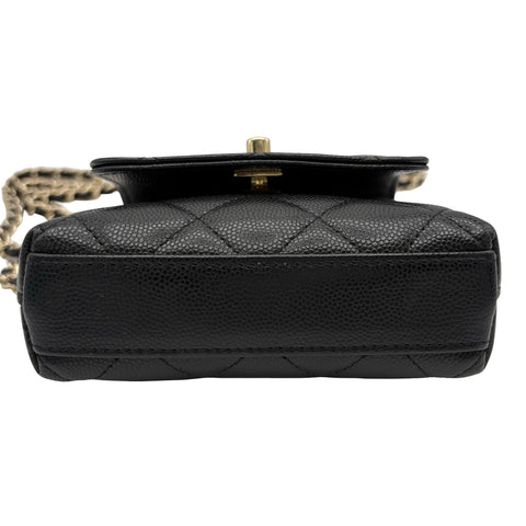 【中古】 CHANEL シャネル SUPER MINI COCOHANDLE ミニミニココハンドル ショルダーバッグ ハンドバッグ ランダム番(2021年～) ブラック キャビアスキン 中古 USED バッグ