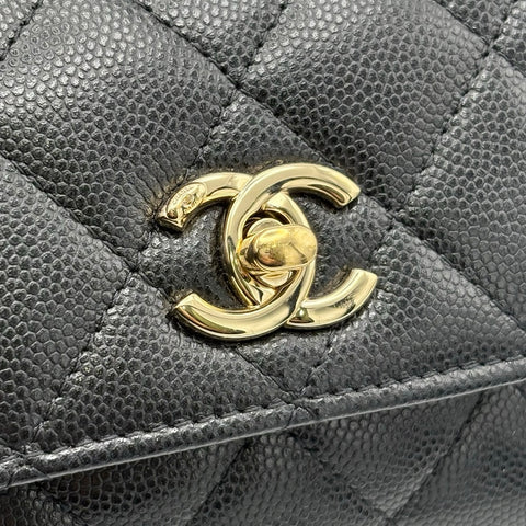 【中古】 CHANEL シャネル SUPER MINI COCOHANDLE ミニミニココハンドル ショルダーバッグ ハンドバッグ ランダム番(2021年～) ブラック キャビアスキン 中古 USED バッグ