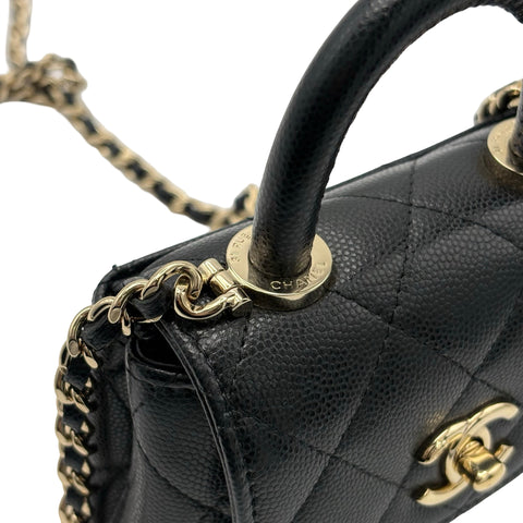 【中古】 CHANEL シャネル SUPER MINI COCOHANDLE ミニミニココハンドル ショルダーバッグ ハンドバッグ ランダム番(2021年～) ブラック キャビアスキン 中古 USED バッグ