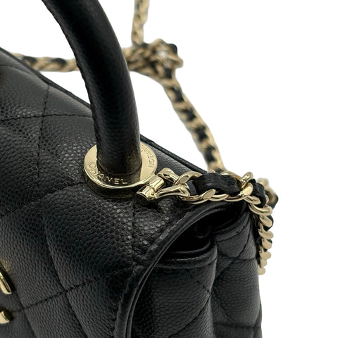 【中古】 CHANEL シャネル SUPER MINI COCOHANDLE ミニミニココハンドル ショルダーバッグ ハンドバッグ ランダム番(2021年～) ブラック キャビアスキン 中古 USED バッグ