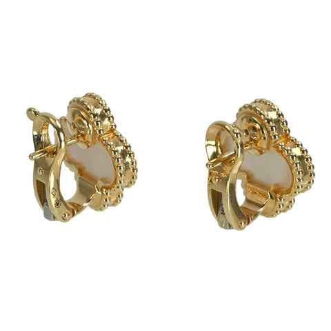 【美品】Van Cleef＆Arpels ヴァンクリーフ＆アーペル K18YG VINTAGE ALHAMBRA EARRINGS ヴィンテージ アルハンブラ イヤリング マザーオブパール ピアス 7.8g
