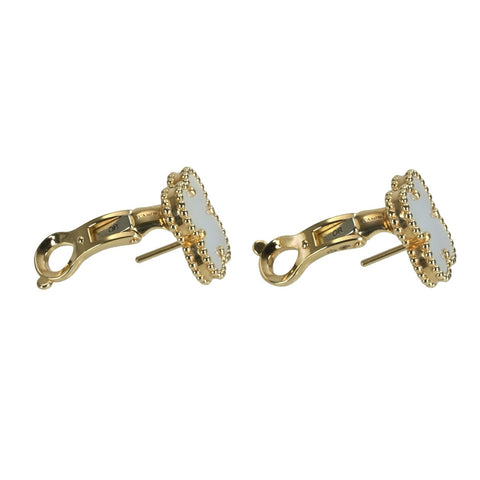 【美品】Van Cleef＆Arpels ヴァンクリーフ＆アーペル K18YG VINTAGE ALHAMBRA EARRINGS ヴィンテージ アルハンブラ イヤリング マザーオブパール ピアス 7.8g