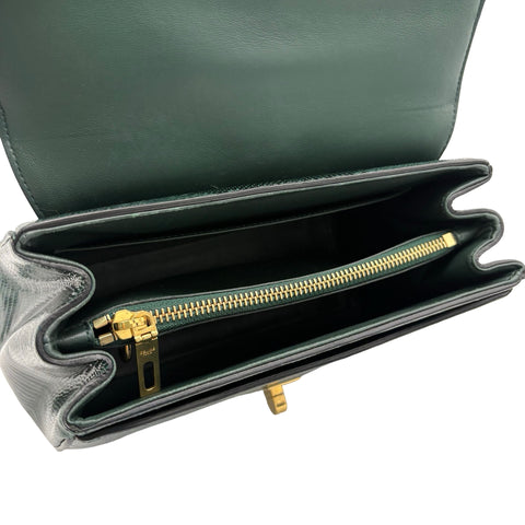 [Pre-owned] CELINE 16 BAG Handbag Green Lizard Pre-owned USED Bag