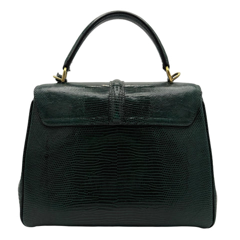 [Pre-owned] CELINE 16 BAG Handbag Green Lizard Pre-owned USED Bag