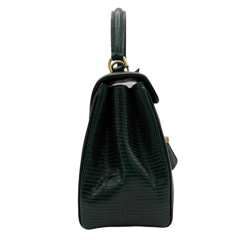 [Pre-owned] CELINE 16 BAG Handbag Green Lizard Pre-owned USED Bag
