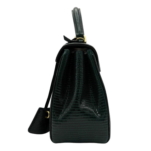 [Pre-owned] CELINE 16 BAG Handbag Green Lizard Pre-owned USED Bag