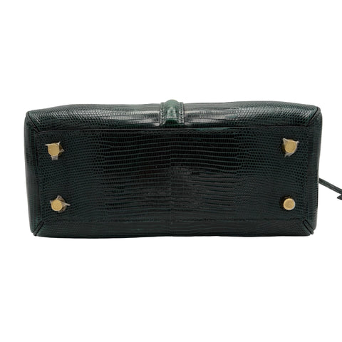 [Pre-owned] CELINE 16 BAG Handbag Green Lizard Pre-owned USED Bag