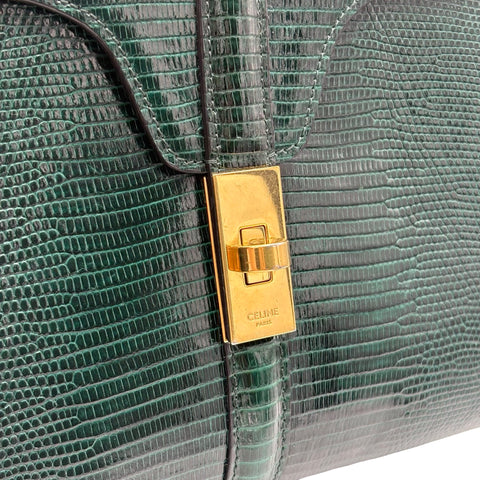 [Pre-owned] CELINE 16 BAG Handbag Green Lizard Pre-owned USED Bag