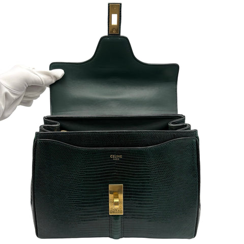 [Pre-owned] CELINE 16 BAG Handbag Green Lizard Pre-owned USED Bag